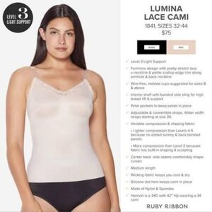 Ruby Ribbon Lumina Lace Cami Cream Shapewear Compression Camisole Top #1841 40